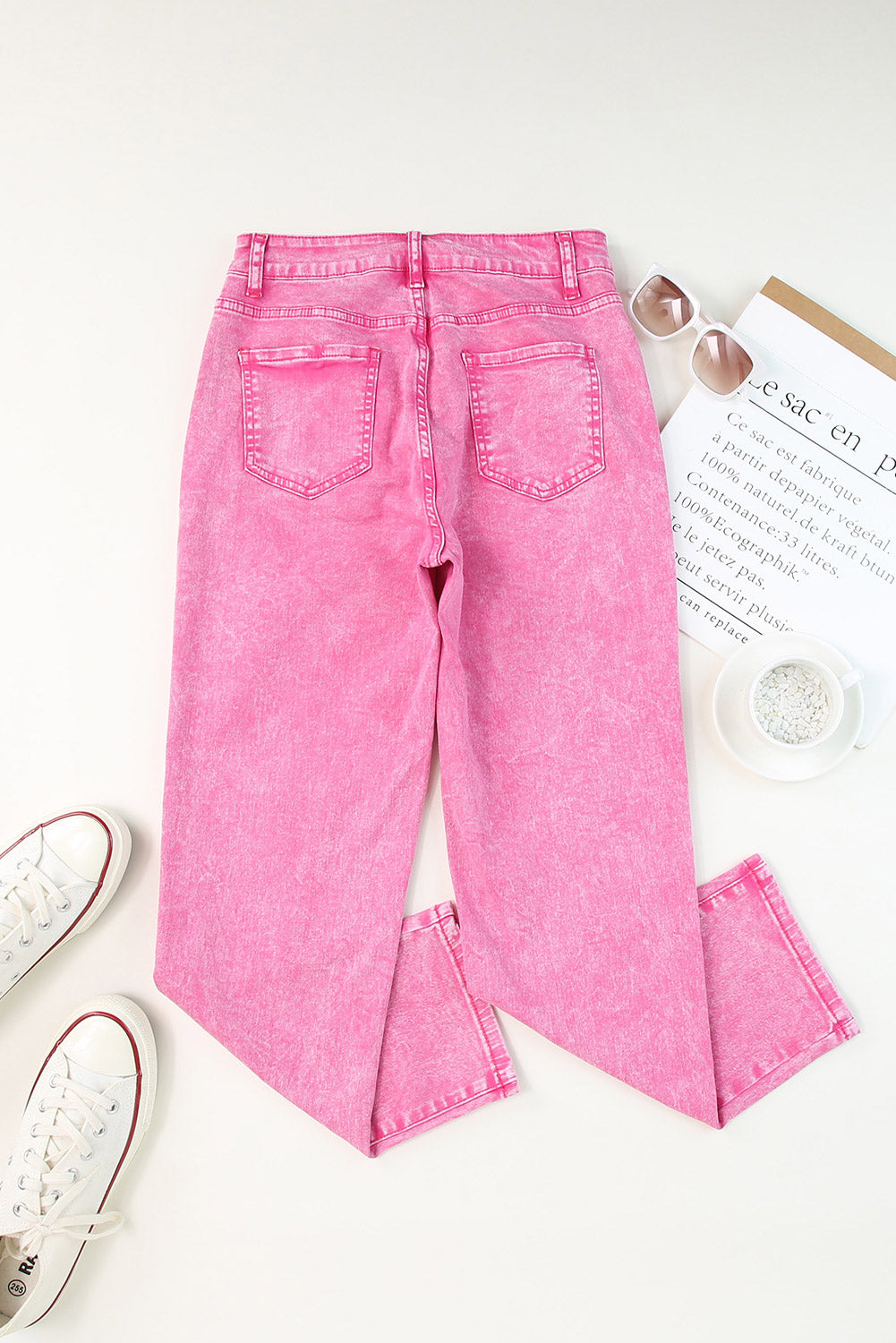 Rose Mid-Waist Pocketed Button Casual Jeans