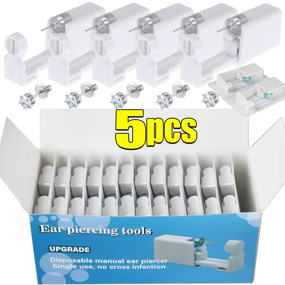 1/50pcs Ear Piercing Gun Disposable Disinfect Safety Earring Piercer Kit Studs Nose Ring Piercing Machine Body Jewelry Tools