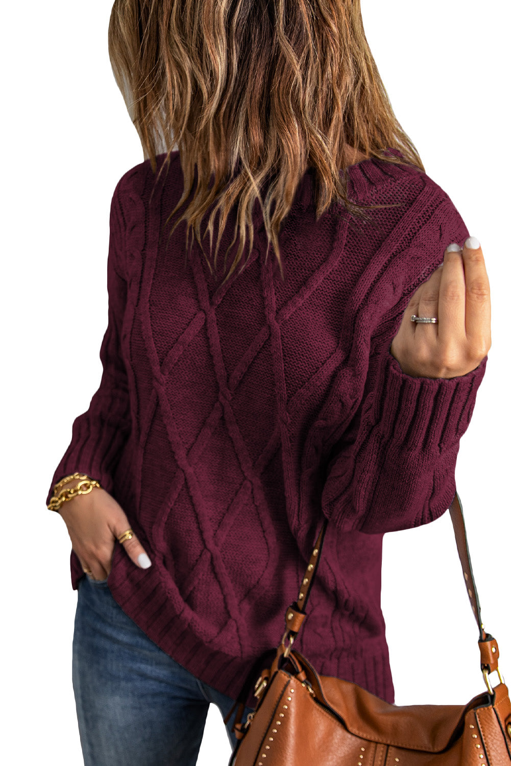 Wine Oversize Thick Pullover Sweater