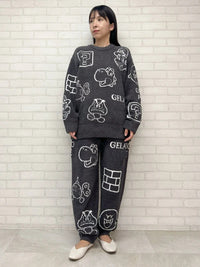 Japanese Style Winter Thick Cartoon Pajamas Home Wear Knitted Sweater like Room Wear Pijama