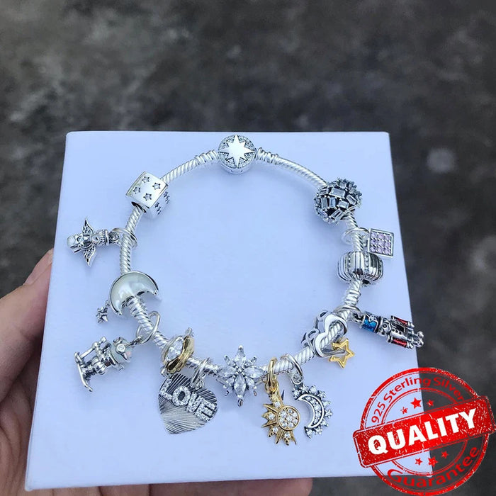 Holiday 925 Sterling Silver Polar Bear Funny Santa Charm Fit Original Bracelet Spinning Carousel Snowman Charm Christmas Jewelry