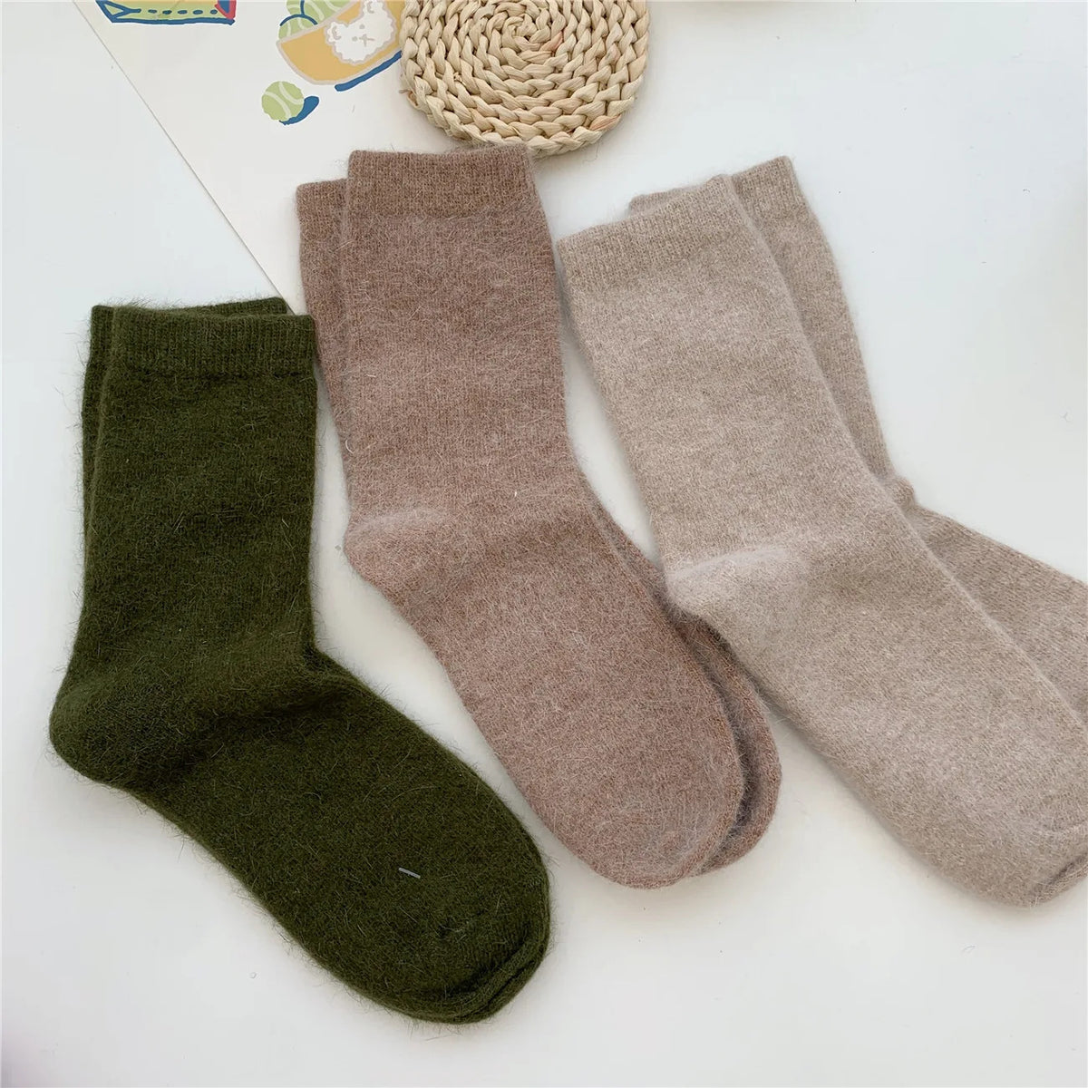 Winter Thicken Warm Long Socks Rabbits Hair Women's Socks Solid Thermal Cashmere Harajuku Crew Sock News Fashion Japanese Kawaii