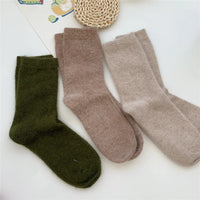 Winter Thicken Warm Long Socks Rabbits Hair Women's Socks Solid Thermal Cashmere Harajuku Crew Sock News Fashion Japanese Kawaii