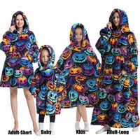 Winter Hoodies Sweatshirt Women Men Pullover Fleece Giant TV Oversized Blanket with Sleeves Adult Halloween Pumpkin Clothing