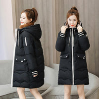 2023 New Women Long Down Cotton Jacket Korean Loose Cotton Coat Winter Thicken Warm Women Parkas Winter Female Hooded Coat