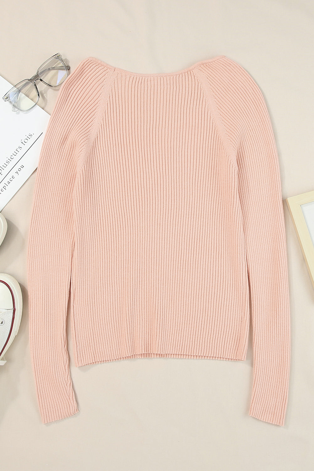 Nude Ribbed Slim Fit Knit Sweater