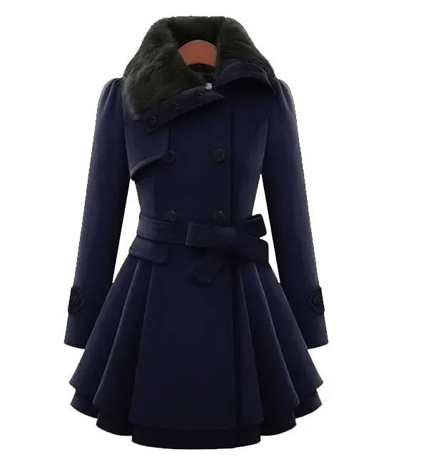 New 2016 Women's Woolen Jacket Long Slimming Smoothing Overcoat Double Row Buttoned Narrow Fit European And American Style