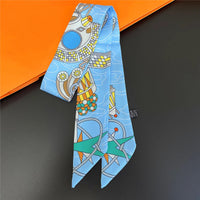 2024 Brand Design Zebra In Flowers Women Scarf Luxury Silk Scarf Fashion Hair Headband Foulard Skinny Bag Scarves Neckerchief