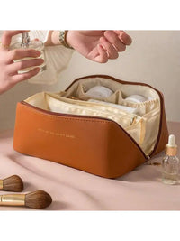 Women's PU leather pillow waterproof portable travel makeup bag, handheld makeup bag for women to carry