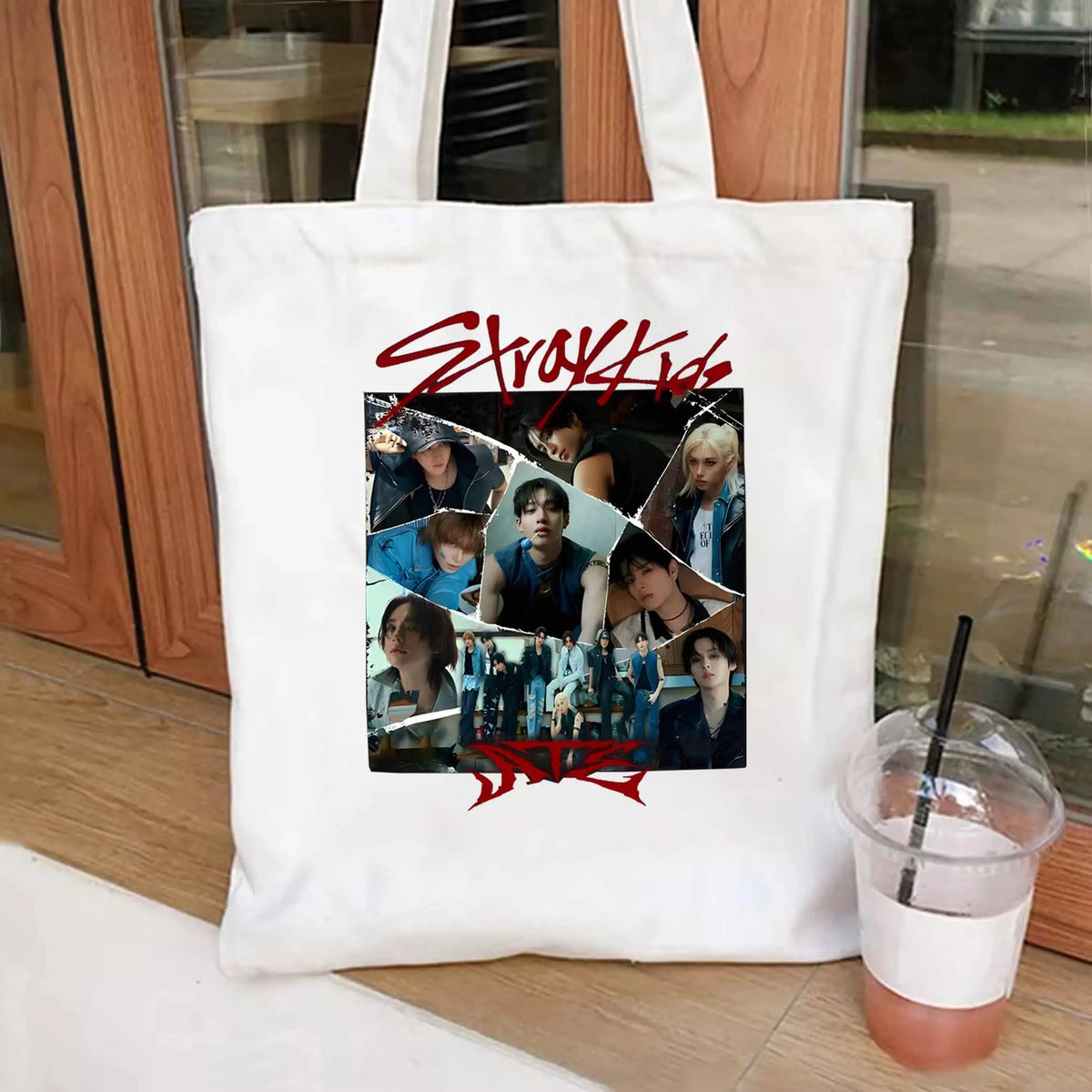 Retro Stray Kids ATE Album Graphic tote bag Stray Kids ChkChkBoom canvas bag Stray Kids Kpop fashion shoulder bag women tote bag