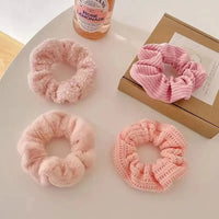 7 Pcs/Set Women Hair Scrunchies Set Plush Solid Hair Band for Girls Ponytail Holder Rubber Bands Hair Ties Hair Accessories