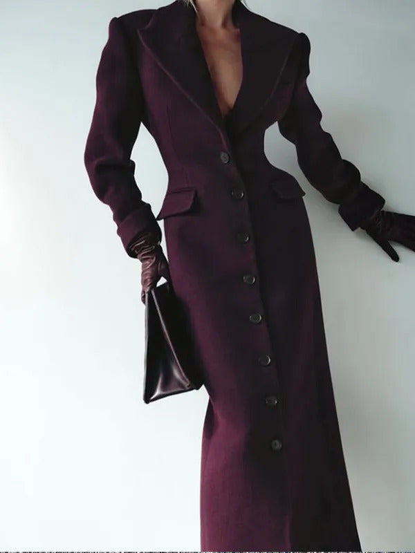 Elegant Burgundy Waist Up Flip Pockets Woolen Overcoats Women Chic Single Breasted Lapel Cropped Jackets 2024 Lady Commute Coats