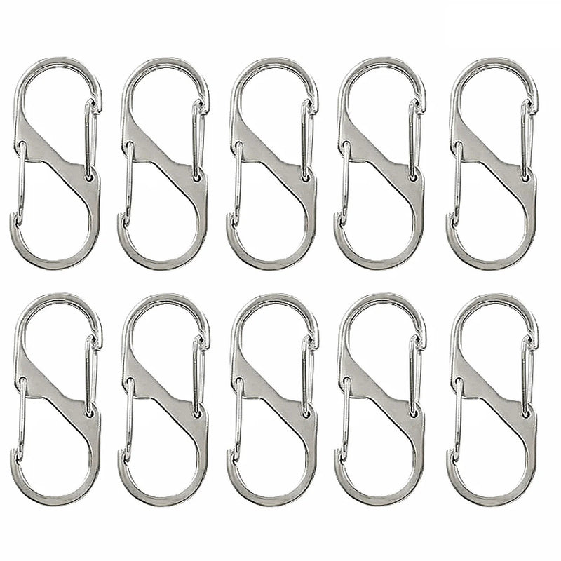 10pcs, Metal Lock Clip Keychain, S Shaped Alloy Hanging Buckle For Outdoor Camping Hiking Travel