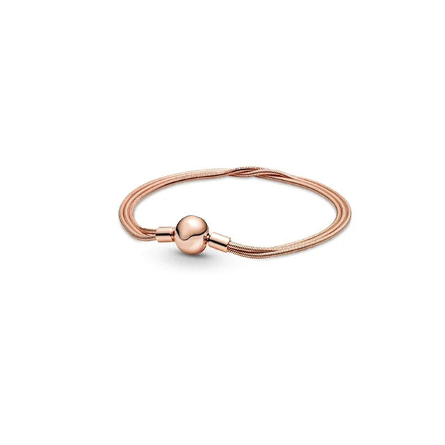 925 Silver Or Rose Gold Chain Love Jewelry Gifts Suitable For Pendant Charm Beads Women's Heart Bracelet