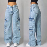 Streetwear Fashion New Multi-pocket Washed Baggy Jeans Men And Women Y2K Hip-hop Harajuku Casual Gothic High Waist Wide Trouser