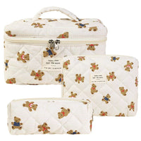 Women's Spring elegant flower pattern makeup bags, 2 pcs/set portable large capacity cosmetic storage bags, zipper makeup organizer for travel use