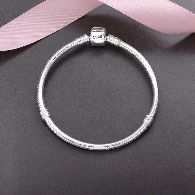 TOP SALE Authentic 100% 925 Sterling Silver 3MM Snake Chain Bangle & Bracelet for Women Men Luxury Jewelry 16-23CM