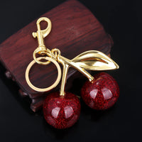 Fashion Delicious Red Cherry Keychain Summer Fruits Cherries Pendant Keyring For Women Men Jewelry Bag Accessories Gift