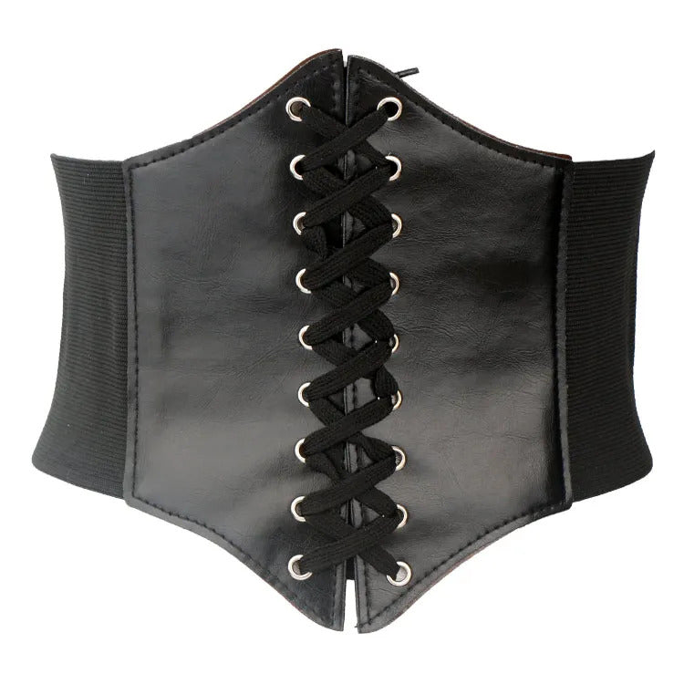 New Corset Punk Black Wide Belt Pu Leather Slimming Body Belts for Women Elastic High Waist Belt Female Dress Cummerbunds Gifts