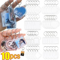 1/10pcs Transparent Photo Frame Keychain Tassels Snap-In Custom Insert Photo Acrylic Blank Keyring Clear Blank Picture Pendant