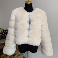 Women's Fashion faux fur coat super hot Autumn Winter women short Faux fox fur fluffy jacket high quality 7xl Ladies furry coats