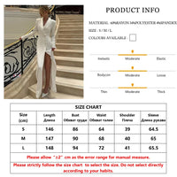 Clacive Fashion Slim White Dress Bodycon Lapel Long Sleeve Ankle Length Dress Party Elegant Classic Slit Dresses For Women 2024