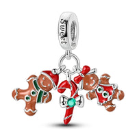 Holiday 925 Sterling Silver Polar Bear Funny Santa Charm Fit Original Bracelet Spinning Carousel Snowman Charm Christmas Jewelry