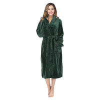 RONGTAI Women's solid color lapel bathrobe autumn and winter models facecloth warm and comfortable long-sleeved robe homewear