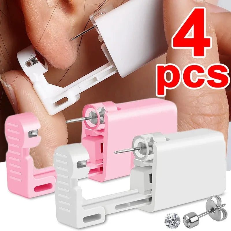 1-4Pcs Disposable Safe Painless Ear Piercing Tool, Healthy Sterile Punctur Kit Earring Studs Nose Rings Piercing Gun Set