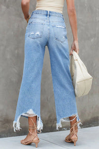 Sky Blue Heavy Destroyed High Waist Jeans