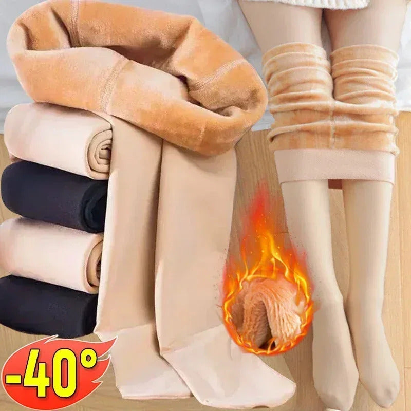 Velvet Fleece Lined Tights Women Thermal Pantyhose for Women Winter Panty Polar Skin Black Effect Stockings Women's Thermal Sock