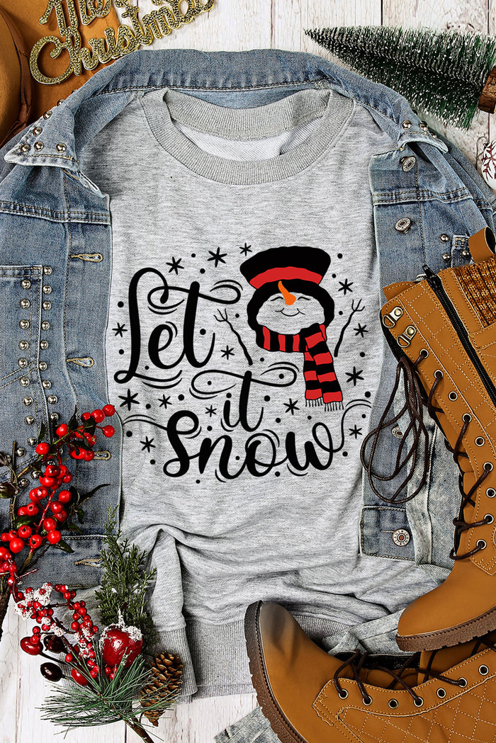 Gray Let it Snow Snowman Graphic Sweatshirt