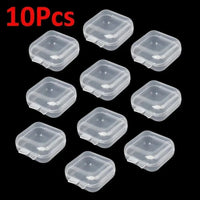 Mini Plastic Jewelry Storage Box Square Transparent Flip Portable Pill Container Jewelry Holder Packaging Earrings Display Case