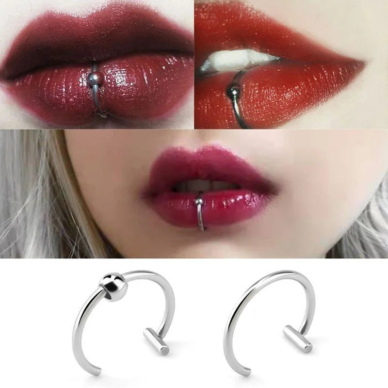 1Pc Stainless Steel Fake Nose Ring Hoop Septum Rings C Clip Lip Ring Earring Fake Nose Piercing Women Body Jewelry Non-Pierced