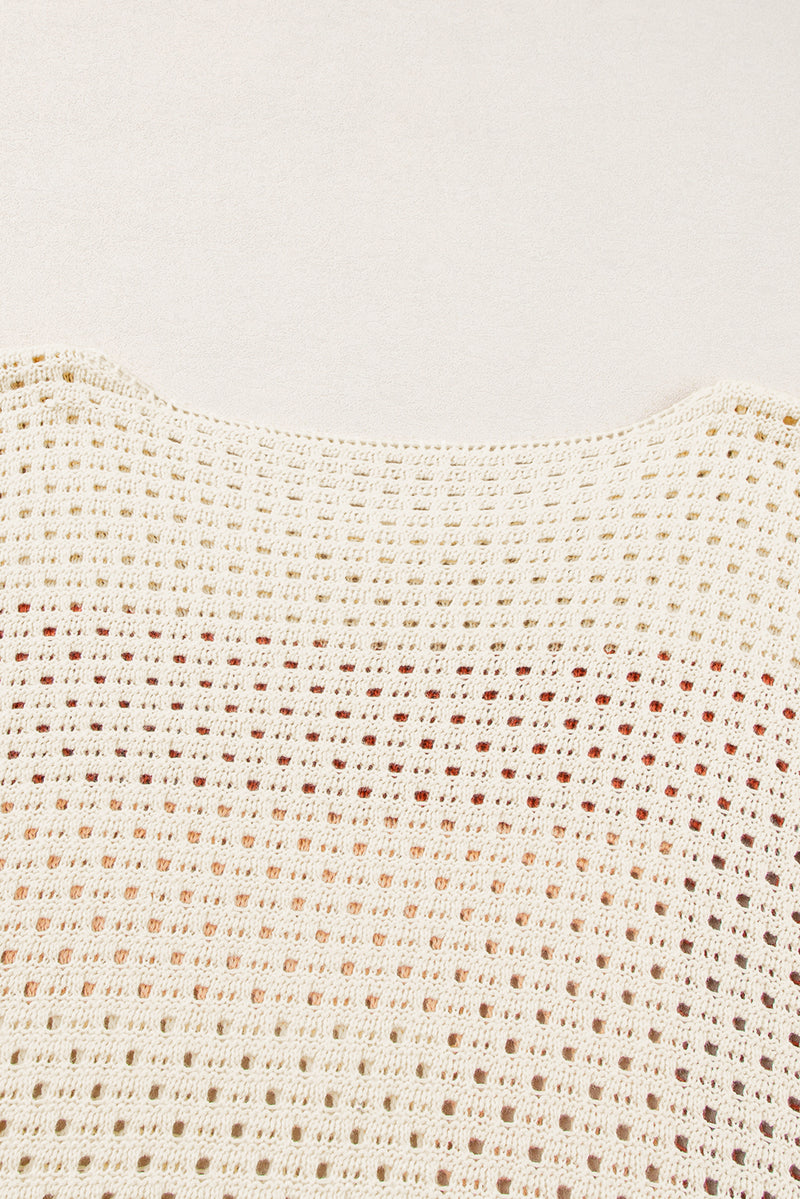 Apricot Pointelle Knit Colorblock Baggy Sweater