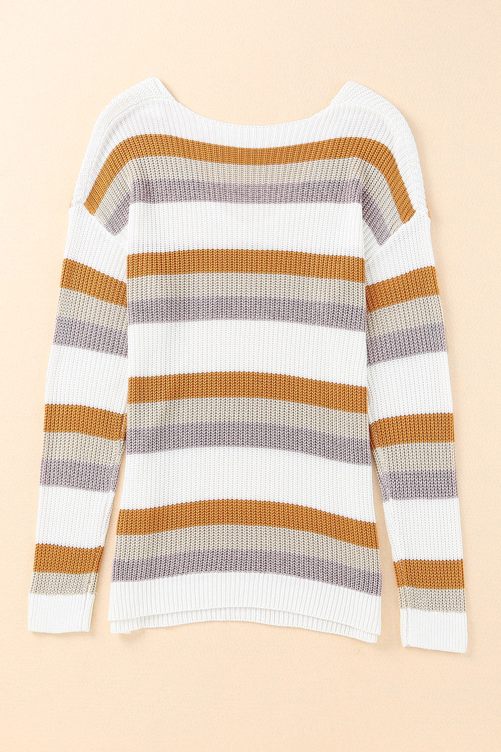 Stripe Drop Shoulder Striped Knit Sweater