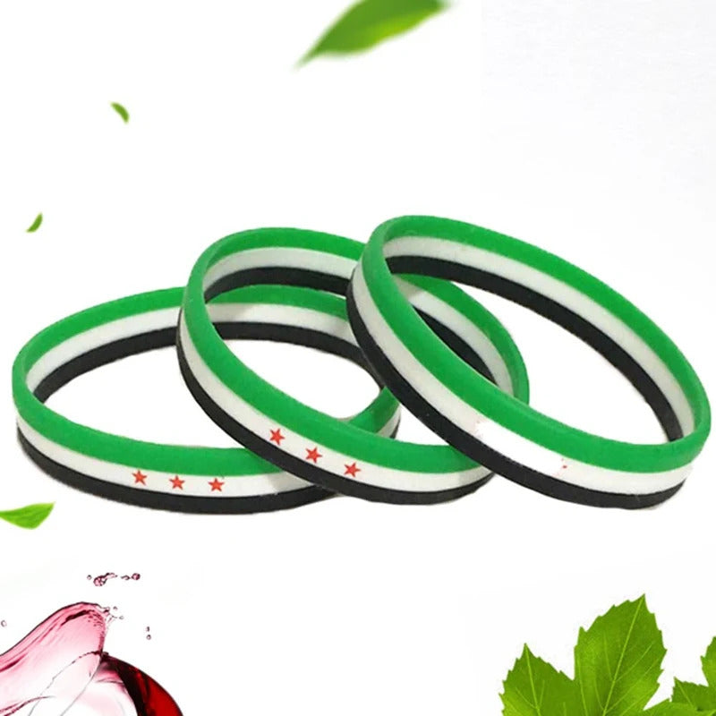 1pc Syria Flag Silicone Rubber Bracelets Sports Wrist Band Bangle for Women Men Special Gift for Lover