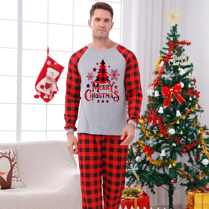 Christmas Pajamas for Couple/family Santa Tree Plaid Print Sleepwear Women Men Kids Matching Clothes Soft Loose Homewear Costume