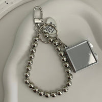 Metal Key Chain with Heart Shaped Mirror y2k Style Bag Pendant Sweet Cool Trendy Fashion Pendant