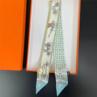 The Newest Chain Brand Design Twill Silk Scarf Luxury Scarf Women Foulard Skinny Bag Scarves Fashion Neckerchief Headband