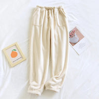 Autumn and winter new couple pajamas flannel thickened warm trousers men's and women's coral fleece plus size home pants pajama