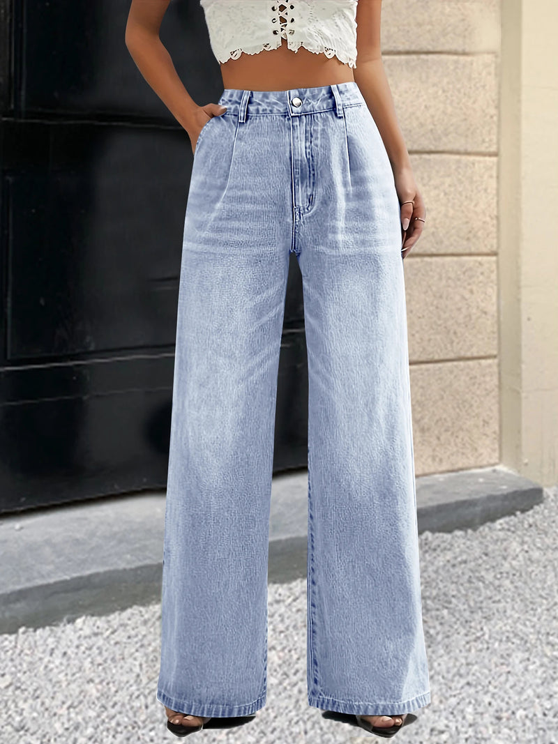 2024 new women's cross-border European and American style light blue jeans women's straight pants slimming casual out all-match