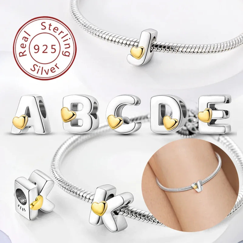 925 Silver 26 Letters A-Z Alphabet Beads Charms Fit Pandora Bracelet Charm Real Silver for Woman Jewelry Bead