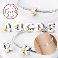 925 Silver 26 Letters A-Z Alphabet Beads Charms Fit Pandora Bracelet Charm Real Silver for Woman Jewelry Bead