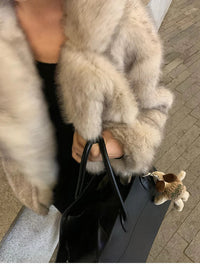 Lautaro Autumn Winter Oversized Loose Casual Luxury Soft Thick Warm Hairy Faux Fox Fur Coat Women Long Sleeve Fluffy Jacket 2024