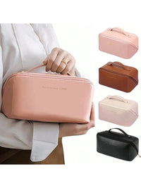 Women's PU leather pillow waterproof portable travel makeup bag, handheld makeup bag for women to carry