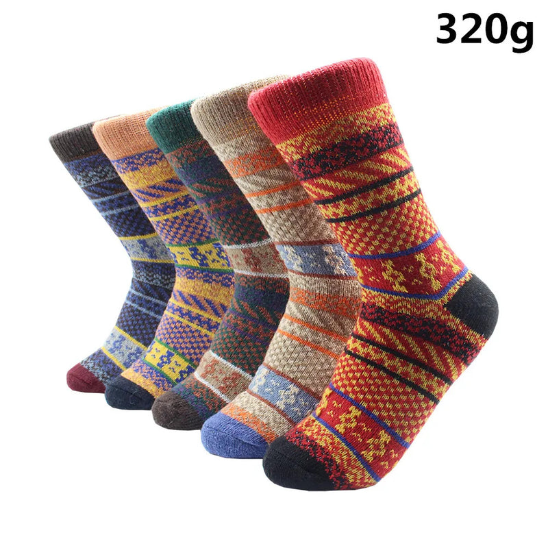 5 Pairs Winter Warmer Women Thicken Thermal Wool Cashmere Snow Socks Fashion Casual Euramerican National Wool Socks for Women