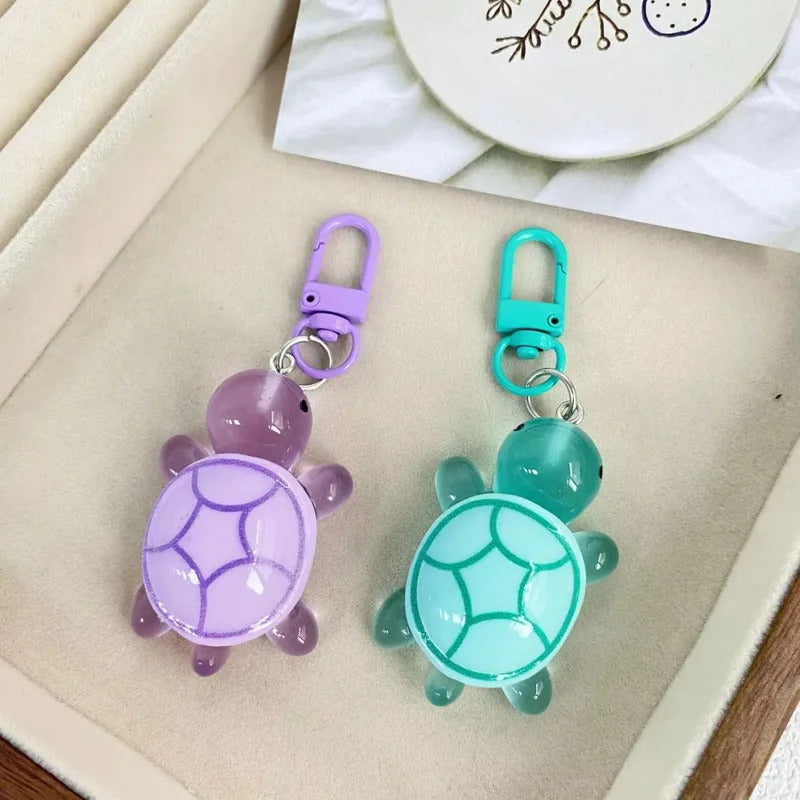 Cute Glow in The Dark Turtle Keychain for Women Girls Backpack Pendant Colorful Tortoise Keyring Student DIY Accessories Gift