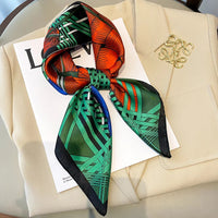 2023 Luxury Horse Print Female Silk Neck Scarf Square Hair Scarves Foulard Head Band Shawls Wraps Neckerchief Bandana Women