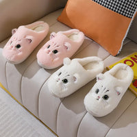 2024 New Cute Cat Slippers Fluffy Furry Women Home Slippers Men Winter Plush Slides Indoor Fuzzy Slippers Lovely Cotton Shoes